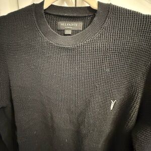 Allsaints Mens Waffle Sweater Black X-Small